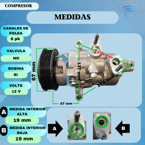 Compresor Ford Ka Ecosport Motor Dragon 1.5 Sre11c 6pk - Imagen 4