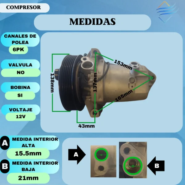 Compresor Chevrolet S10 2012 Calsonic - Imagen 8