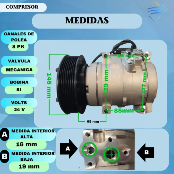 Compresor Aire Acondicionado Caterpillar Denso 10s 17c - Imagen 9