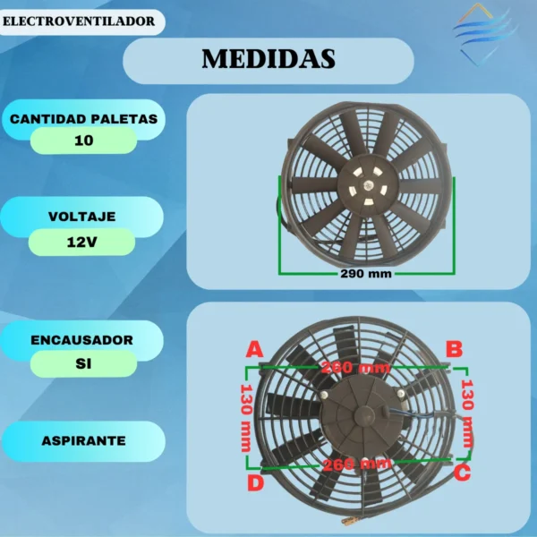 Electroventilador Universal 10 Pulgadas 12v - Imagen 2