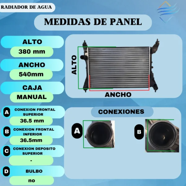 Radiador De Agua Fiat Punto Motor 1.4 Mpi 8 Valvulas - Imagen 3