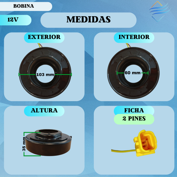 Bobina Compresor Aire Ac Peugeot Citroen 206 207 Partner - Imagen 3