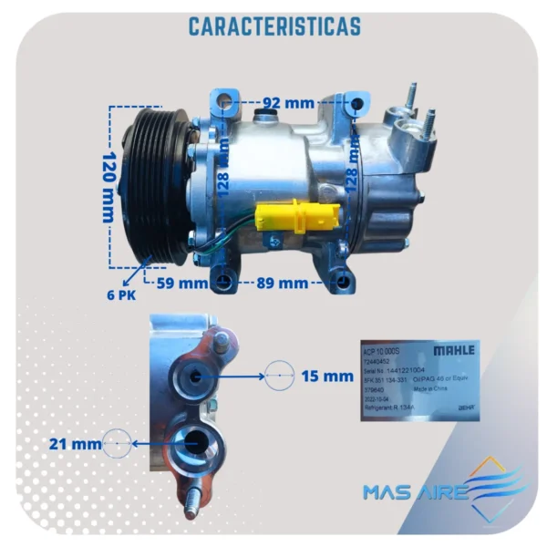 Compresor Aire Acond Peugeot 106 206 207 Citroen  Berlingo - Imagen 4