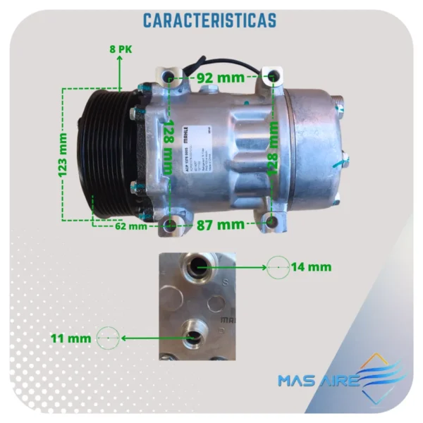 Compresor Aire Acondicionado 7h15 Sd 8pk 12v Universal - Imagen 4
