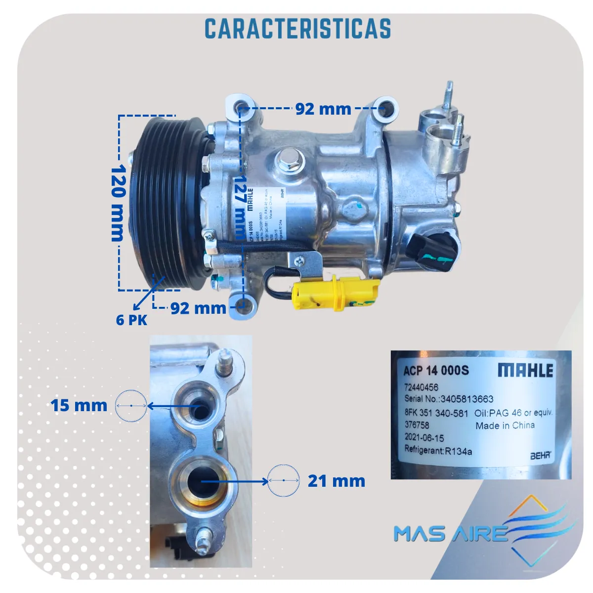 Compresor Aire Acond Citroen C2 C3 Peugeot 208 308 408 2008 - Imagen 3