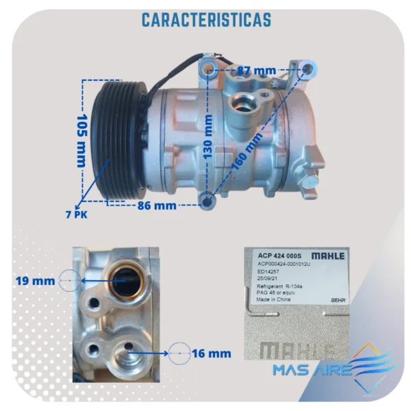 Compresor De Aire Acondicionado Para Toyota Etios Yaris 1.5 - Imagen 4