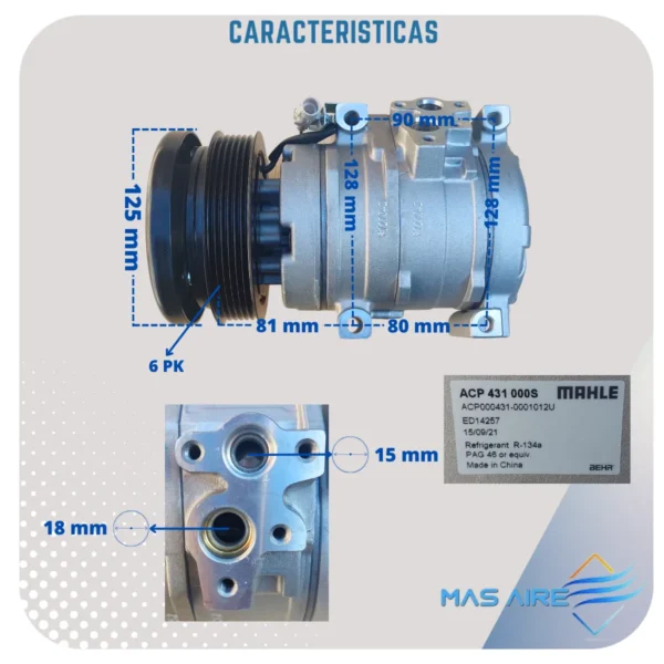 Compresor Aire Acondicionado Para Toyota Corolla 1.8 16v - Imagen 4