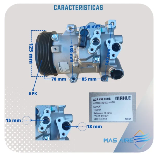 Compresor Aire Acondicionado Para Toyota Corolla 1.8 - Imagen 4