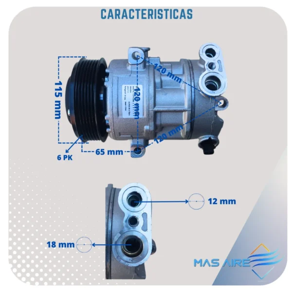 Compresor Aire Acondicionado Para Fiat Punto Strada Trekking - Imagen 4