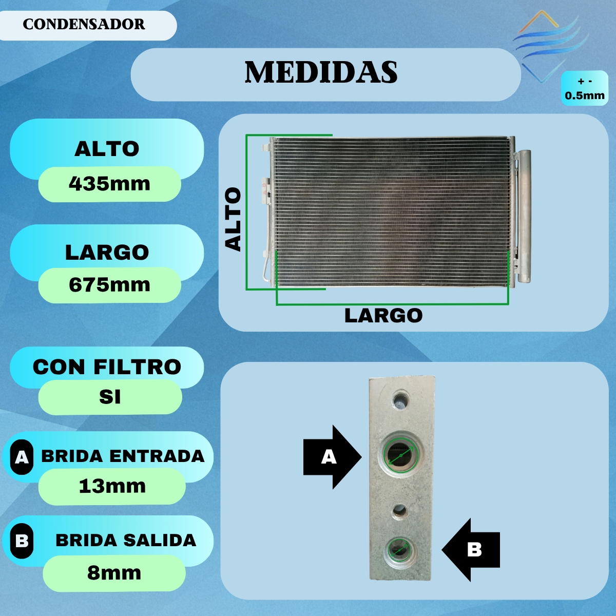 CONDENSADOR HYUNDAI SANTA FE 2.4 16v 2012> - Imagen 3