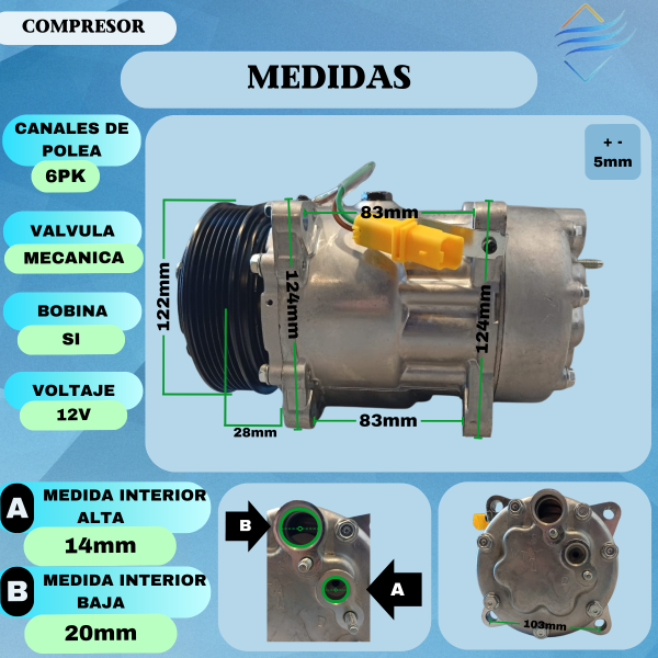 Compresor Aire Ac Peugeot 307 Picasso Xsara Sd 7v16 Mahle - Imagen 4