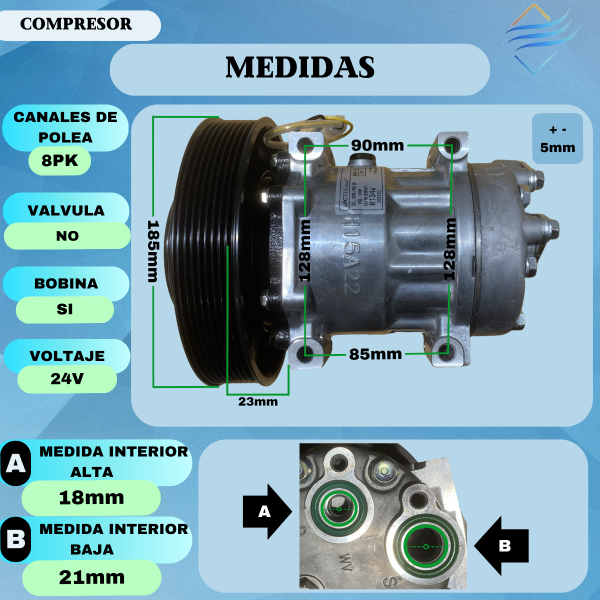 Compresor Aire Acondicionado Camion Volvo Tipo Sanden 4324 - Imagen 3