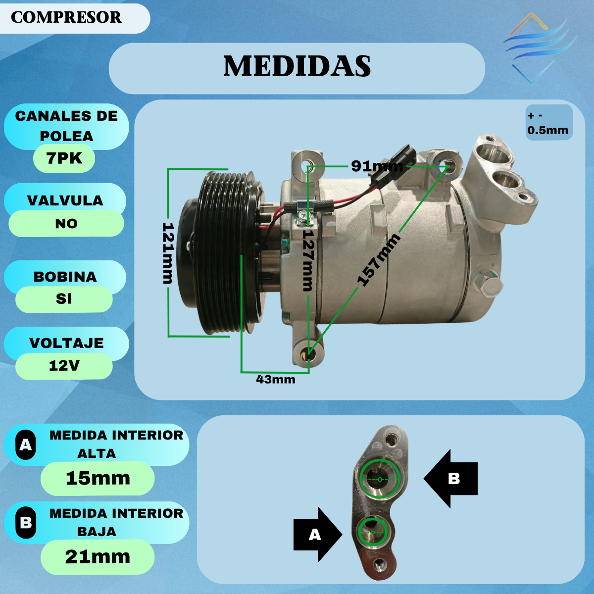 COMPRESOR RENAULT DUSTER CAPTUR 2.0 7PK TIPO CALSONIC - Imagen 3