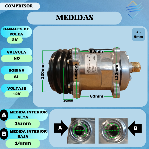 Compresor De Aire Acondicionado Peugeot 504 505 Tipo Sanden 508 Original 2v 12v 33k-aa - Imagen 5