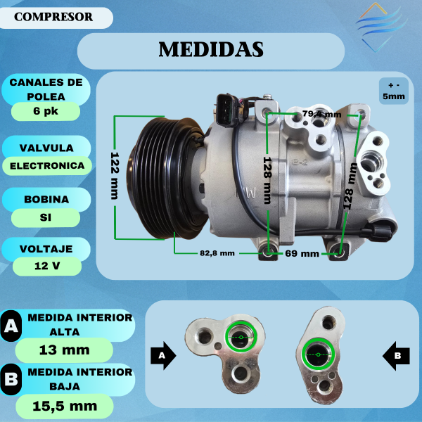 Compresor Aire Acondicionado Hyundai Tucson 2.4 2012 - Imagen 4