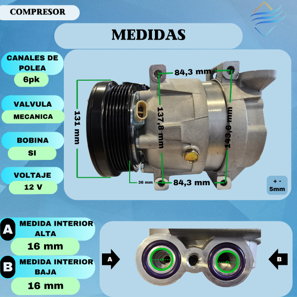 Compresor Chevrolet Aveo V5 6pk - Imagen 4