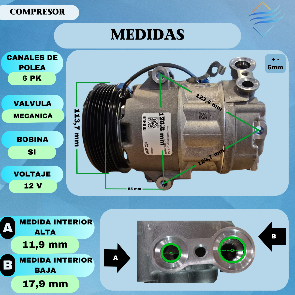 Compresor Aire Acondic Corsa Celta Fun Agile Classic Meriva - Imagen 4