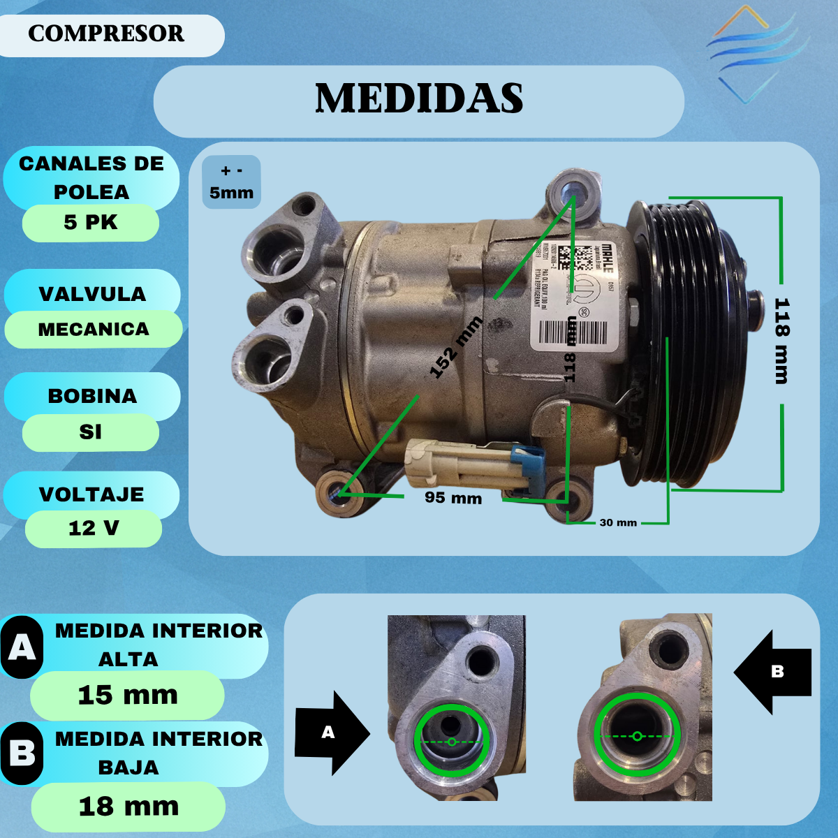 Compresor Uno Palio Strada Mahle Reacondicionado - Imagen 4