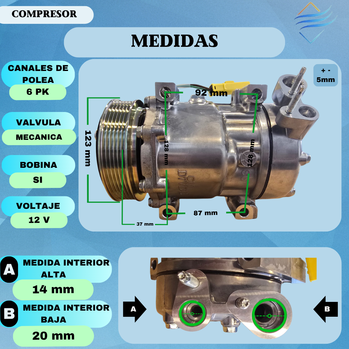 Compresor Aire Acondicionado Peugeot Partner Citroen Berling - Imagen 4