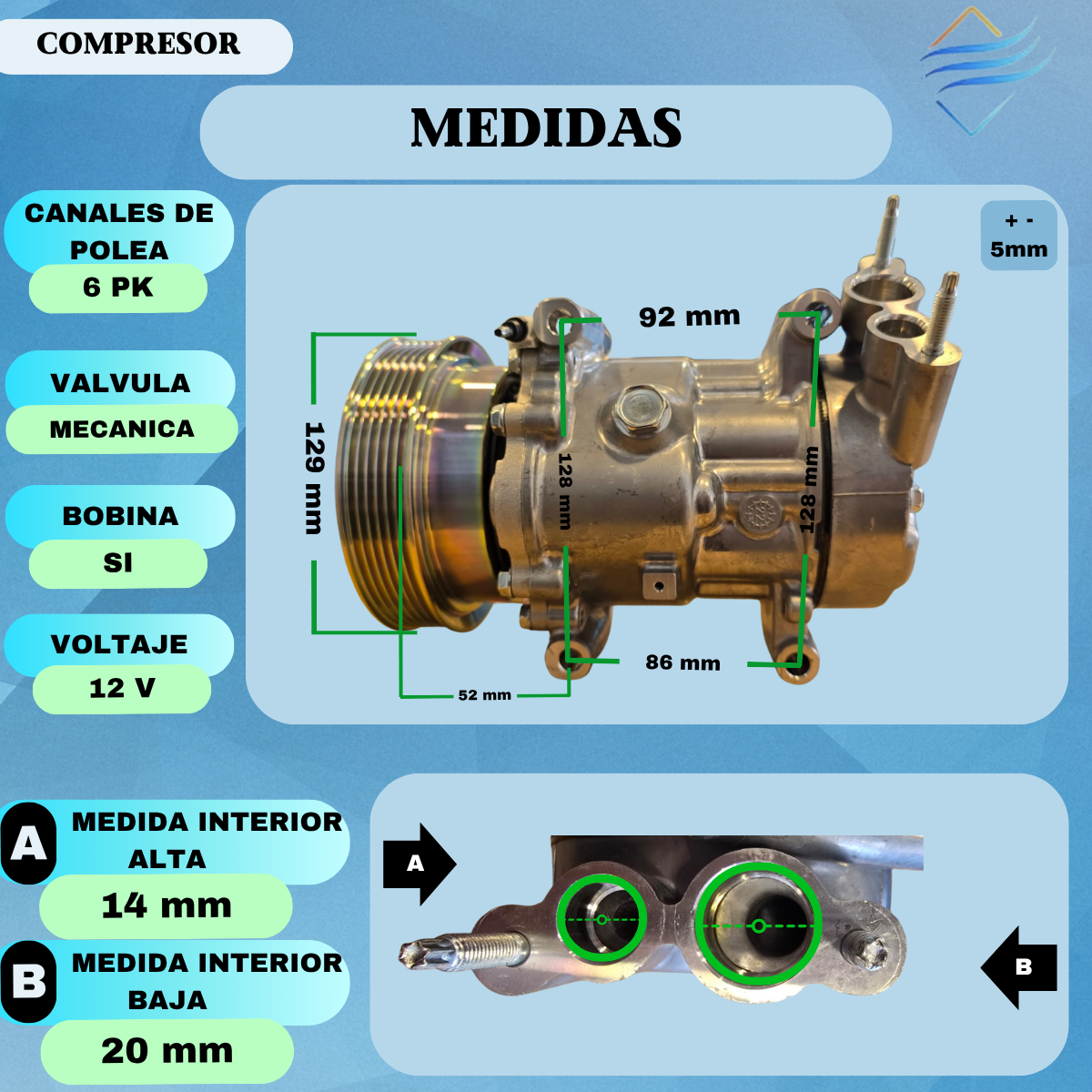 Compresor Aire Acondicionado Renault Kangoo Clio 2 1.6 1416 - Imagen 4
