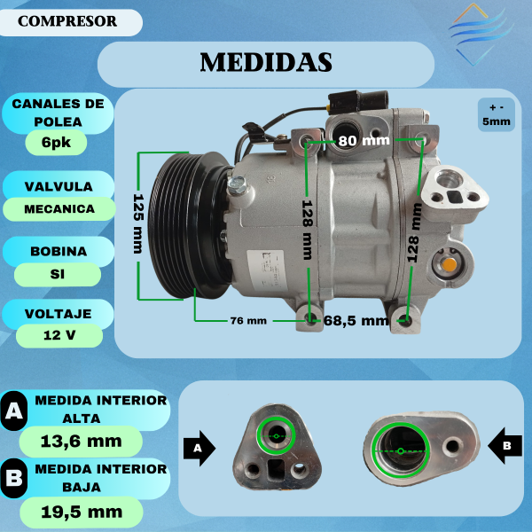 Compresor Aire Acondicionado Hyundai Tucson Santa Fe 8yq-qa - Imagen 4