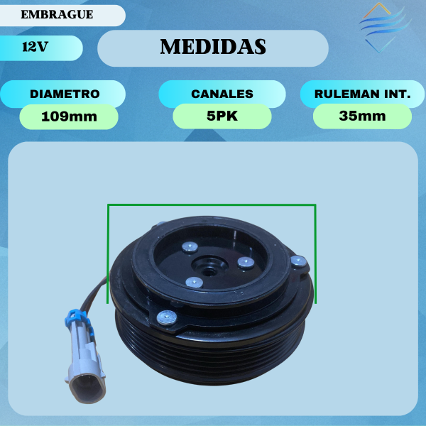 Embrague Compresor Agile Celta Classic Chevrolet 5pk - Imagen 4