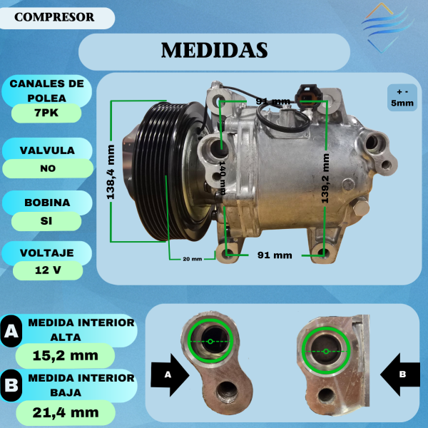 Compresor Aire Acondicionado Nissan Frontier Linea Nueva 7pk - Imagen 4