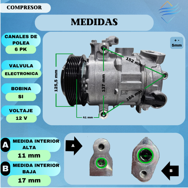 Compresor Aire Acondicionado Dodge Ram 2.5 6pk - Imagen 4
