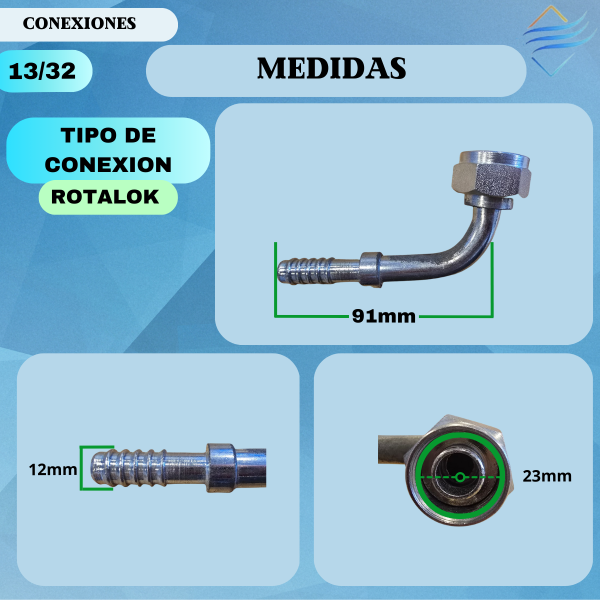 Conexion  Rotalock 90° Hierro Rac 13/32 - Imagen 2