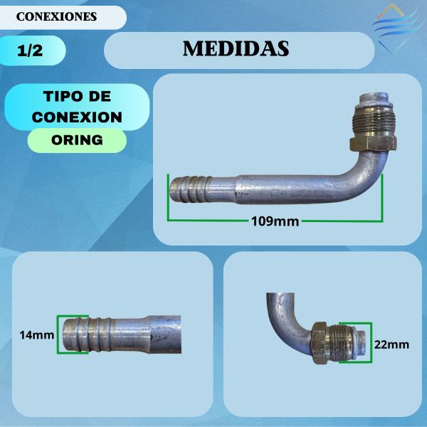 Conexion Oring Macho 90° Alum Rac 1/2 Caño 5/8 Val Exp 504-a - Imagen 2