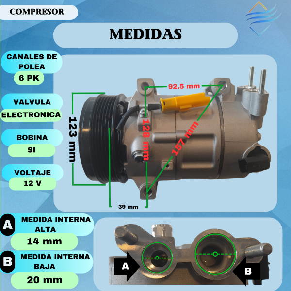 Compresor Aire Ac C4 307 308 408 Sanden 1390 8uk-aa 7c16 - Imagen 4