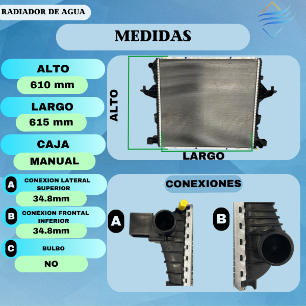 Radiador Agua Volkswagen Amarok Original 8MK 376 701 - Imagen 3