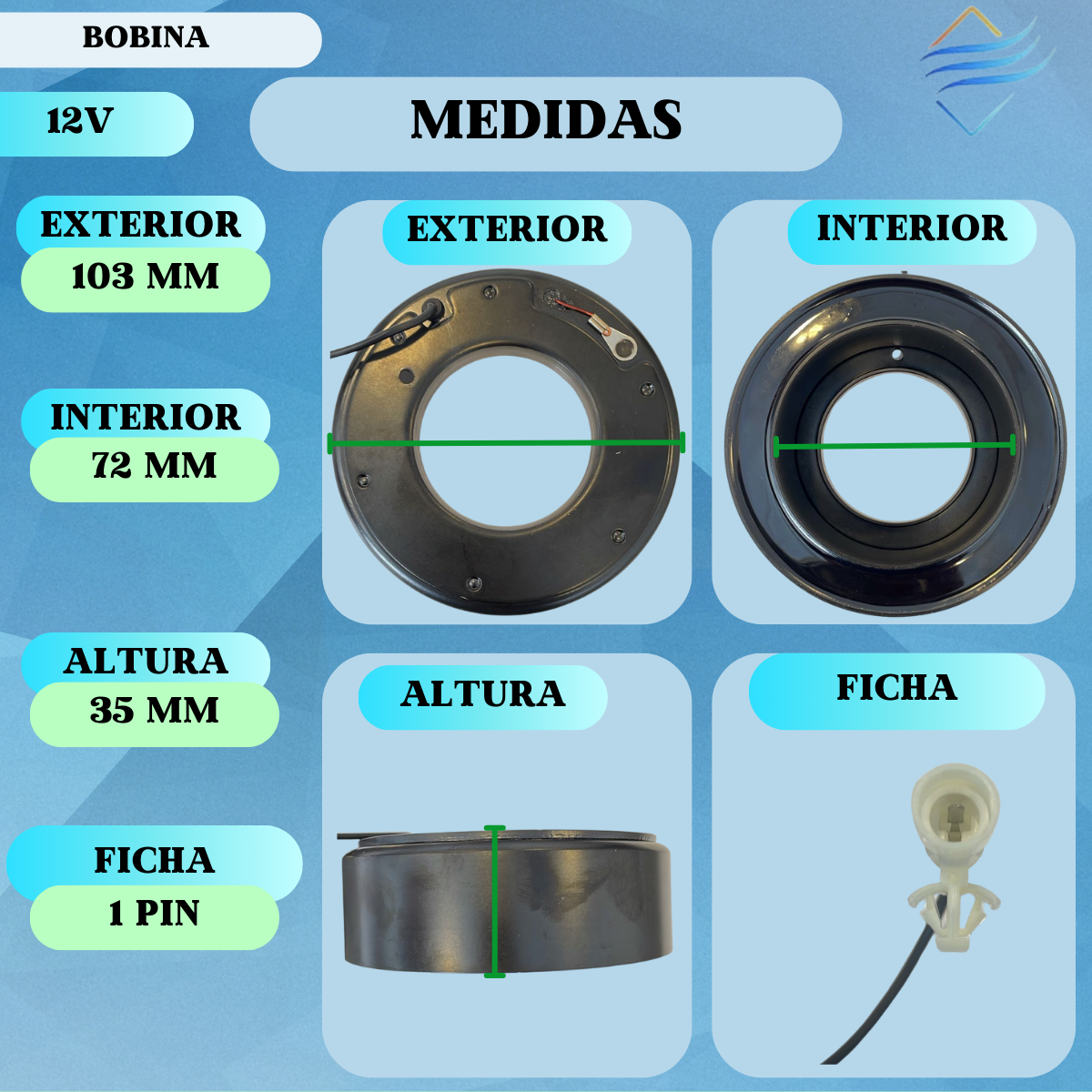 Bobina Compresor Megane Scenic Master Corsa Astra Vectra 39q - Imagen 2