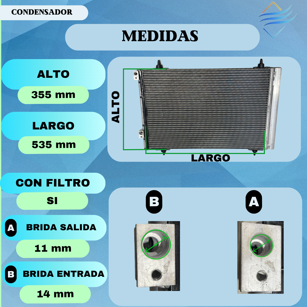 Condensador Aire Acond Peugeot 308 408 307 Citroen C4 - Imagen 3