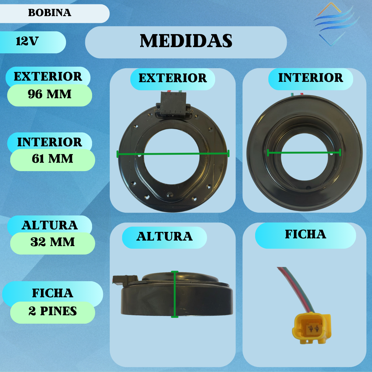 Bobina De Compresor Peugeot 3008 Citroen 39j-ra - Imagen 2