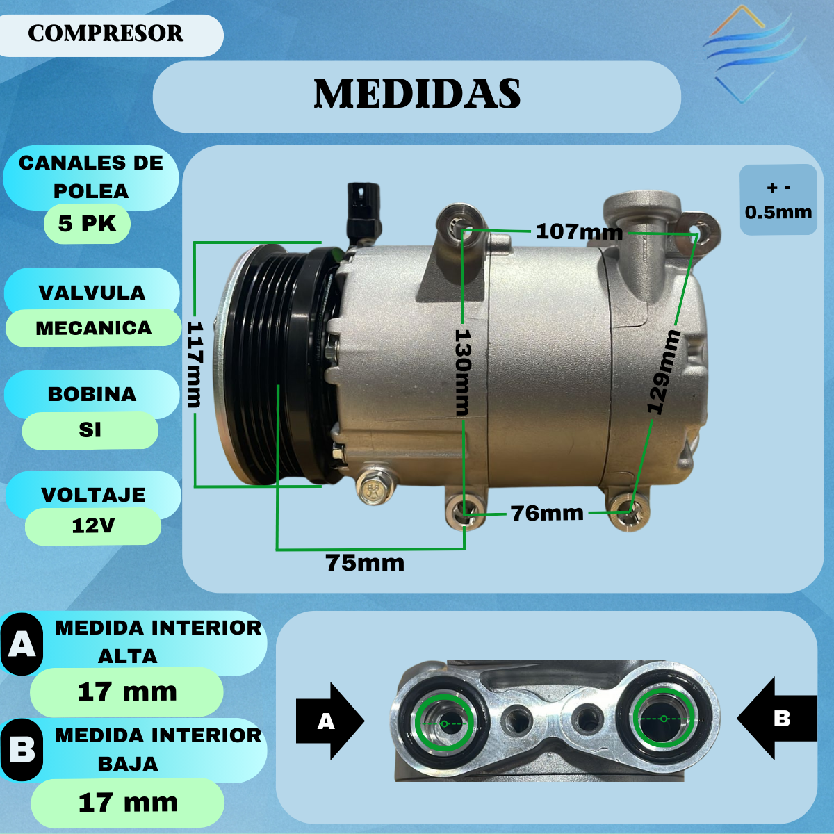Compresor Aire Acondicionado Ford Focus 2 1.6 - Imagen 3
