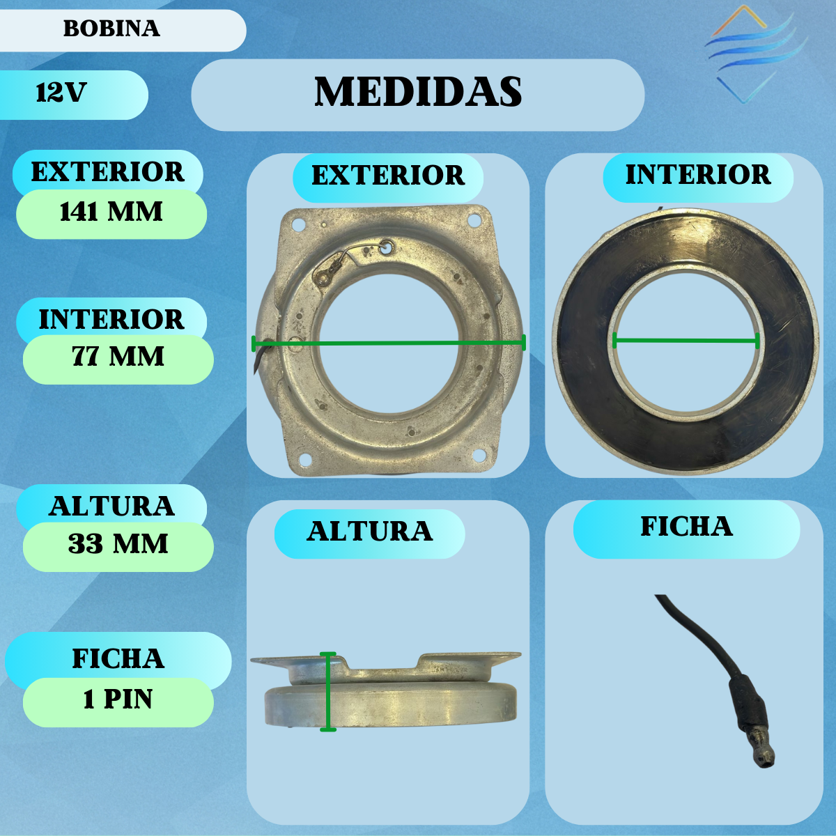 Bobina Compresor Aire Ac York 12v - Imagen 2