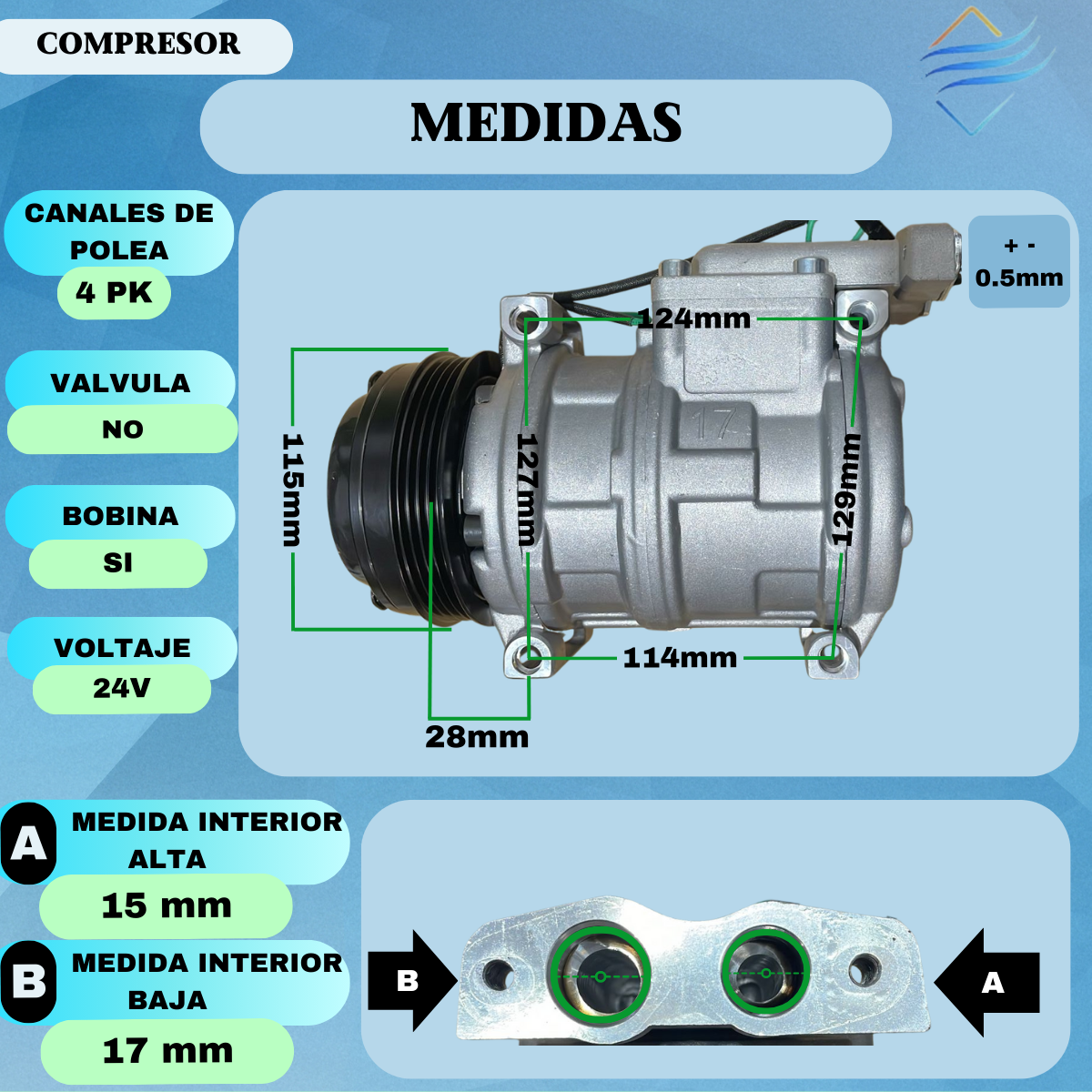 Compresor Aire Acondicionado Cargo 2042 Iveco Stralis 24v - Imagen 3