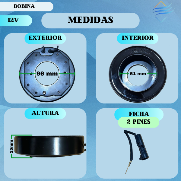 Bobina Compresor Aire Ac Denso 10s15c - Imagen 2