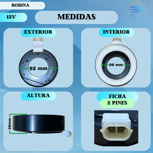 Bobina Compresor Aire Ac Gol Trend Voyage Fox Suran Saveiro - Imagen 2