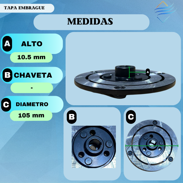 Tapa Embrague Compresor Sanden 7v16 Polo Golf Cordoba - Imagen 3
