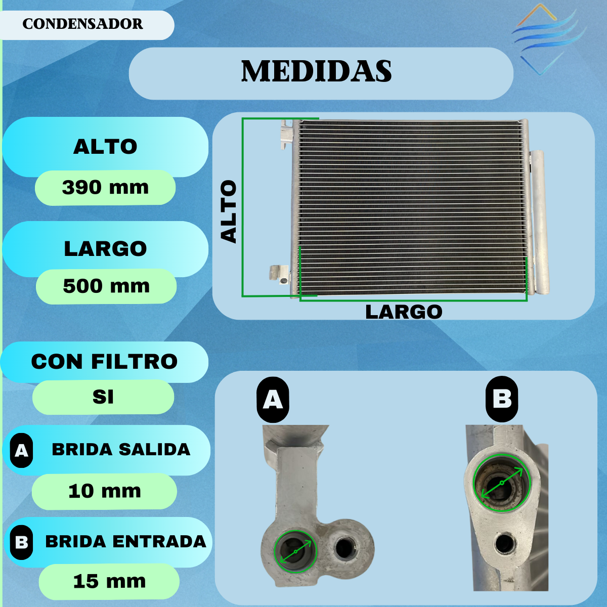 Condensador Aire Acondicionado Renault Logan Sandero 2 10mm - Imagen 3