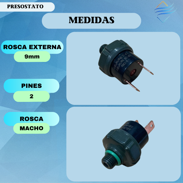 Presostato Aire Acondicionado Universal Alta Y Baja Macho - Imagen 2