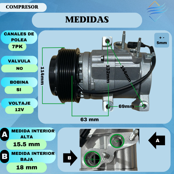 Compresor Aire Acondicionado Ford Ranger 2.2 3.2 7pk Rss - Imagen 3