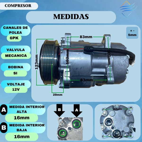 Compresor Peugeot Partner 206 306 405 406 Citroen Berlingo - Imagen 3