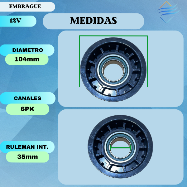Embrague Compresor Vw Amarok Electronico 7se 6se 6pk - Imagen 4