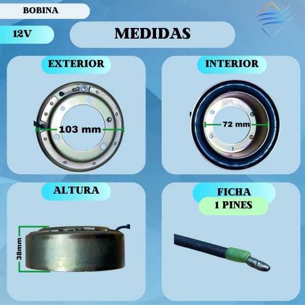 Bobina Compresor Aire Acondicionado 507 508 510 12v 39g-aa - Imagen 2
