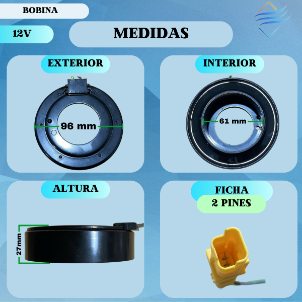 Bobina Compresor 6c12 7c16 307 C4 208 308 408 - Imagen 2
