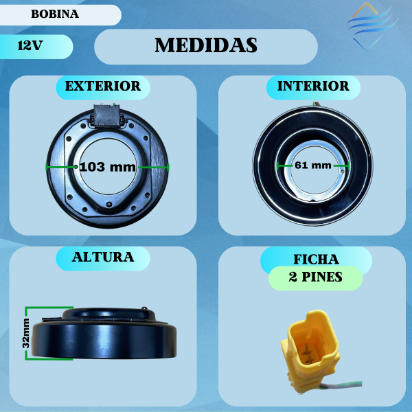 Bobina Compresor Aire Ac Peugeot Citroen 206 207 Partner - Imagen 2