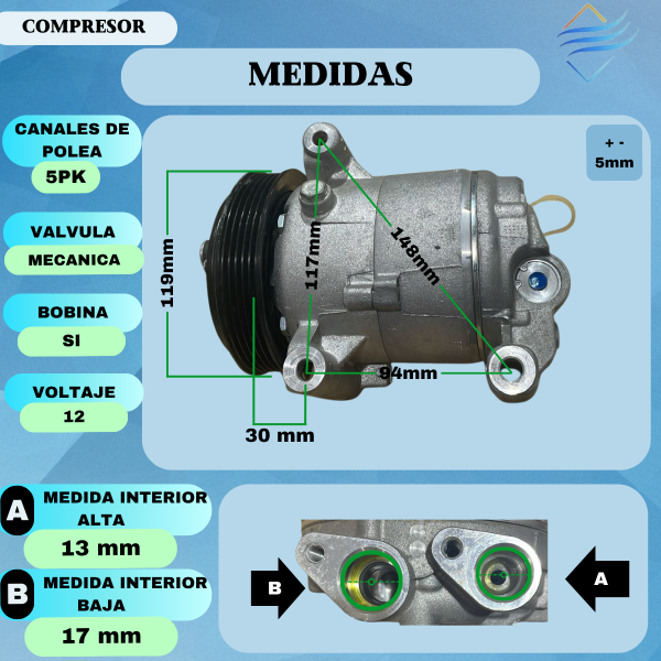 Compresor Aire Acondicionado Mhale Palio Uno Novo - Imagen 3